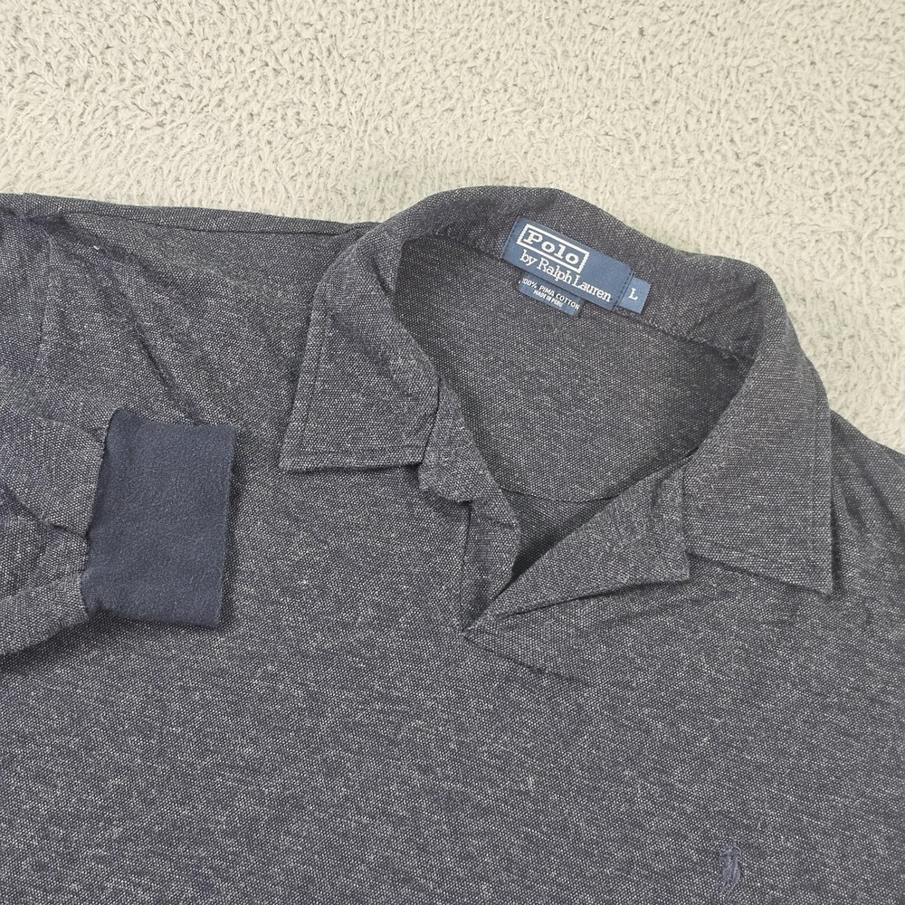 Polo Ralph Lauren Polo Shirt Mens Large Blue Long Sleeve Pima Cotton Knit